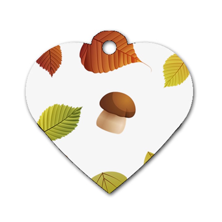 Leaves Mushrooms Dog Tag Heart (Two Sides)