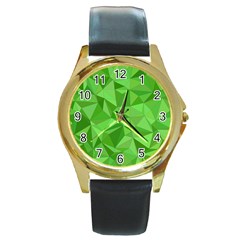 Mosaic Tile Geometrical Abstract Round Gold Metal Watch