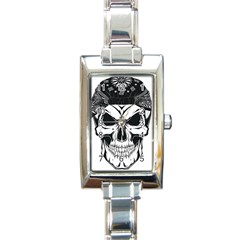 Kerchief Human Skull Rectangle Italian Charm Watch by Mariart