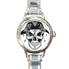 Kerchief Human Skull Round Italian Charm Watch by Mariart