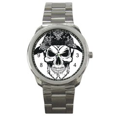 Kerchief Human Skull Sport Metal Watch by Mariart