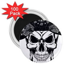 Kerchief Human Skull 2 25  Magnets (100 Pack)  by Mariart