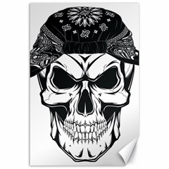 Kerchief Human Skull Canvas 24  X 36  by Mariart