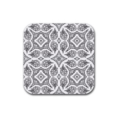 Mandala Line Art Rubber Coaster (square)  by Mariart