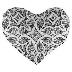 Mandala Line Art Large 19  Premium Heart Shape Cushions by Mariart