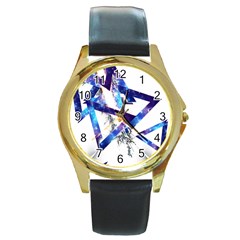 Metal Triangle Round Gold Metal Watch