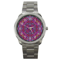 Kaleidoscope Triangle Pattern Sport Metal Watch by Mariart