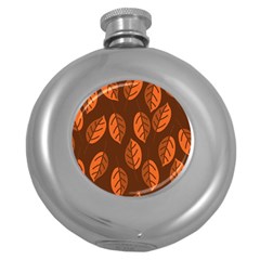 Pattern Leaf Plant Round Hip Flask (5 Oz)