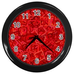 Red Pattern Technology Background Wall Clock (black)