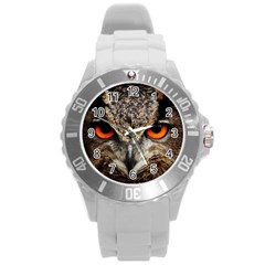 Owl s Scowl Round Plastic Sport Watch (l) by WensdaiAmbrose