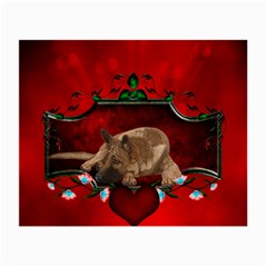 Wonderful German Shepherd With Heart And Flowers Small Glasses Cloth by FantasyWorld7