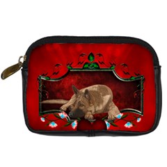 Wonderful German Shepherd With Heart And Flowers Digital Camera Leather Case by FantasyWorld7