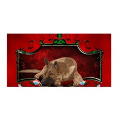 Wonderful German Shepherd With Heart And Flowers Satin Wrap