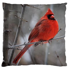 Northern Cardinal  Large Flano Cushion Case (two Sides) by WensdaiAmbrose