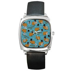 Groundhog Day Pattern Square Metal Watch by Valentinaart