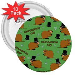 Groundhog Day Pattern 3  Buttons (10 Pack) 