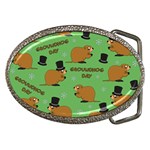 Groundhog day pattern Belt Buckles Front