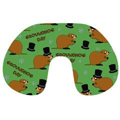 Groundhog Day Pattern Travel Neck Pillows by Valentinaart