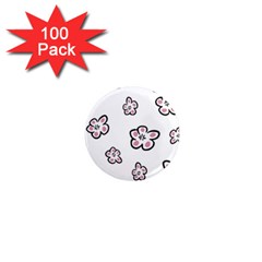 Plum Seamless Flower 1  Mini Magnets (100 pack) 