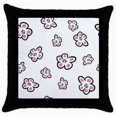 Plum Seamless Flower Throw Pillow Case (black)