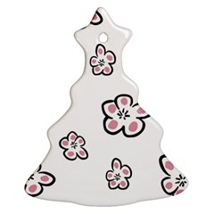 Plum Seamless Flower Christmas Tree Ornament (Two Sides)