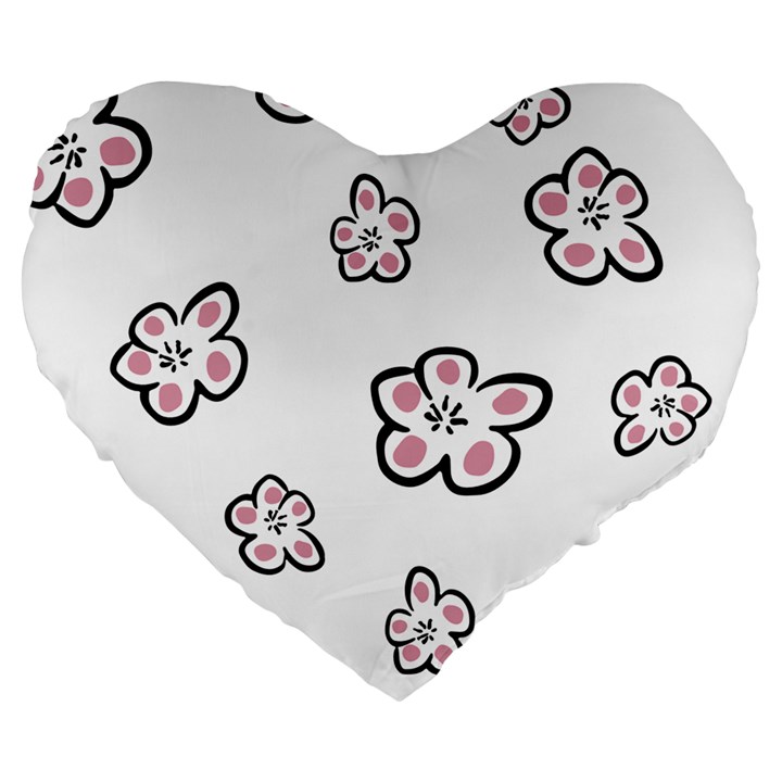 Plum Seamless Flower Large 19  Premium Flano Heart Shape Cushions