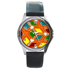 Shape Plaid Round Metal Watch by Mariart