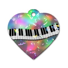 Piano Keys Music Colorful Dog Tag Heart (two Sides) by Mariart