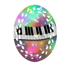 Piano Keys Music Colorful Oval Filigree Ornament (two Sides)