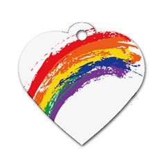 Watercolor Painting Rainbow Dog Tag Heart (one Side) by Mariart