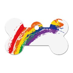 Watercolor Painting Rainbow Dog Tag Bone (one Side)