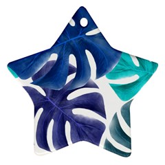 Leaves Tropical Blue Green Nature Star Ornament (two Sides)