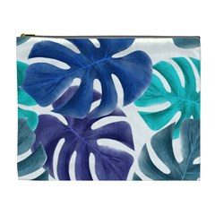 Leaves Tropical Blue Green Nature Cosmetic Bag (xl)