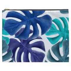 Leaves Tropical Blue Green Nature Cosmetic Bag (xxxl) by Alisyart
