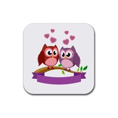 Owl Cartoon Bird Rubber Coaster (square)  by Alisyart