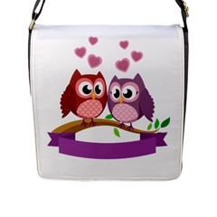 Owl Cartoon Bird Flap Closure Messenger Bag (l)