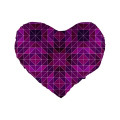 Purple Triangle Pattern Standard 16  Premium Heart Shape Cushions