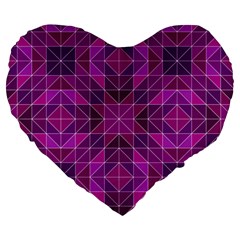 Purple Triangle Pattern Large 19  Premium Heart Shape Cushions by Alisyart