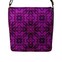 Purple Triangle Pattern Flap Closure Messenger Bag (L)