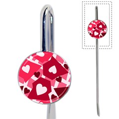 Pink Hearts Pattern Love Shape Book Mark by Pakrebo