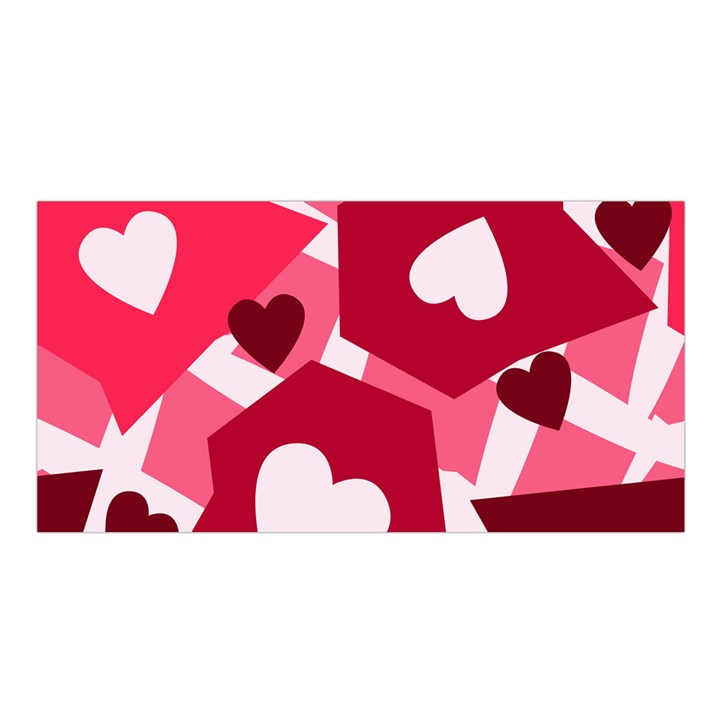Pink Hearts Pattern Love Shape Satin Shawl
