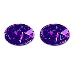 Purple Blue Geometric Pattern Cufflinks (oval) by Pakrebo