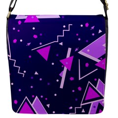 Purple Blue Geometric Pattern Flap Closure Messenger Bag (s) by Pakrebo