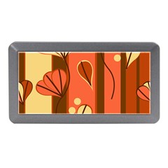 Amber Yellow Stripes Leaves Floral Memory Card Reader (mini) by Pakrebo