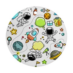 Sketch Cartoon Space Set Round Ornament (two Sides)