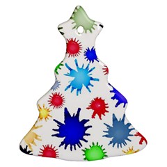 Inks Drops Black Colorful Paint Christmas Tree Ornament (two Sides)