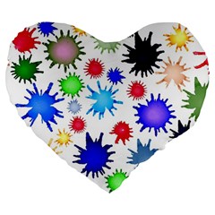 Inks Drops Black Colorful Paint Large 19  Premium Heart Shape Cushions by Pakrebo