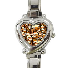 Autumn Leaf Mosaic Seamless Heart Italian Charm Watch