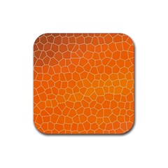 Orange Mosaic Structure Background Rubber Coaster (square)  by Pakrebo