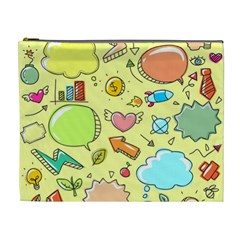 Cute Sketch Child Graphic Funny Cosmetic Bag (xl) by Pakrebo